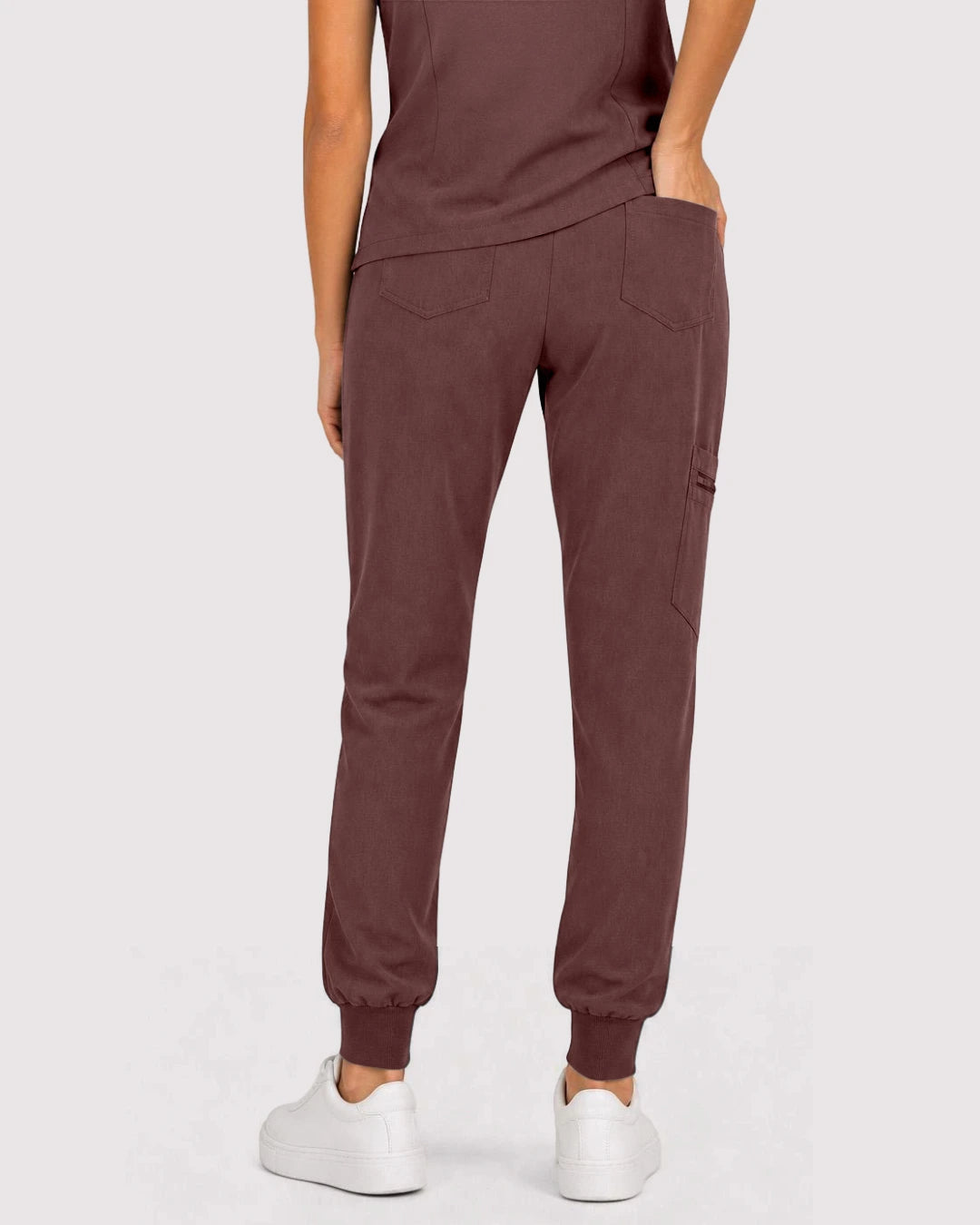 Coffee Eipnare Women's 3-Pocket V-Neck Jogger Scrub Set - Stretch Medical Scrubs for Women