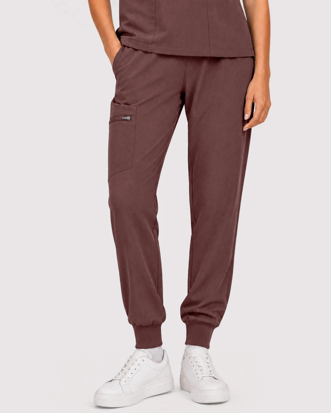 Coffee Eipnare Women's 3-Pocket V-Neck Jogger Scrub Set - Stretch Medical Scrubs for Women