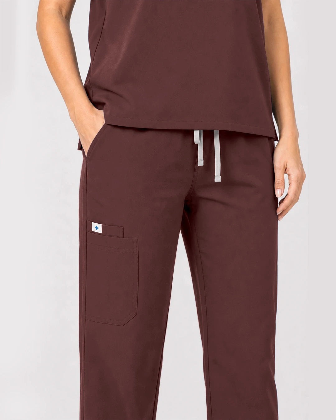 Coffee Eipnare Women's Zip Polo Straight-Leg Scrub Set - Stretch Medical Scrubs for Women
