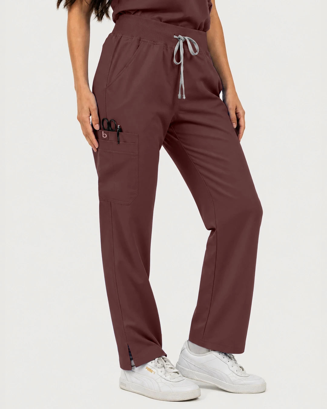 Coffee Eipnare Women's Mandarin Sleeveless Straight-Leg Scrub Set - Stretch Medical Scrubs for Women