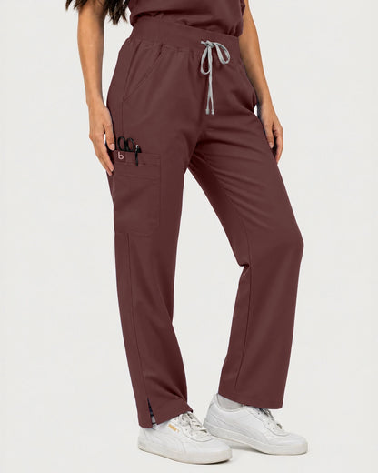Coffee Eipnare Women's Mandarin Sleeveless Straight-Leg Scrub Set - Stretch Medical Scrubs for Women
