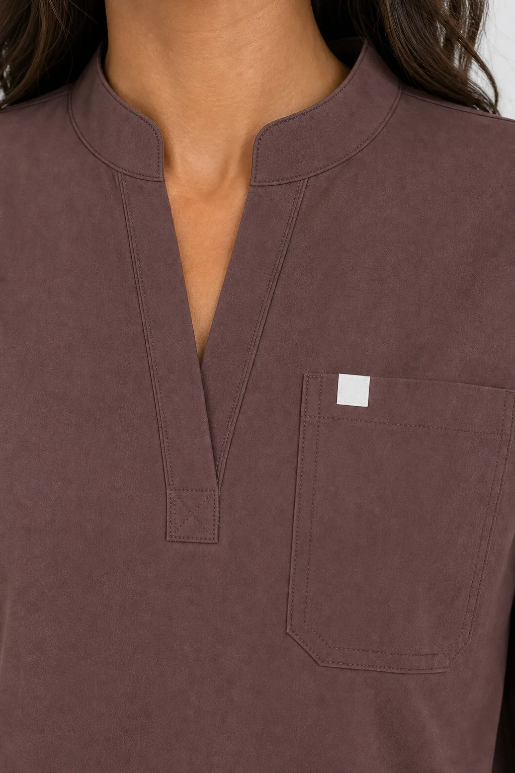 Brown Eipnare Women's Henley Sleeveless Straight-Leg Scrub Set - Stretch Medical Scrubs for Women