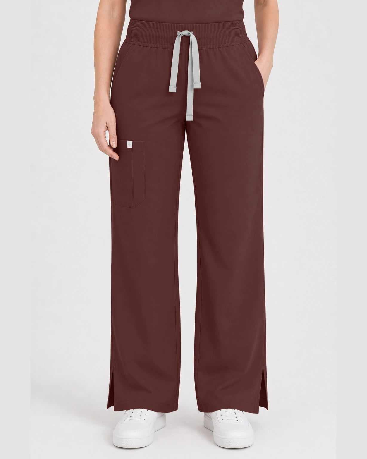 Brown Eipnare Women's Henley Sleeveless Straight-Leg Scrub Set - Stretch Medical Scrubs for Women