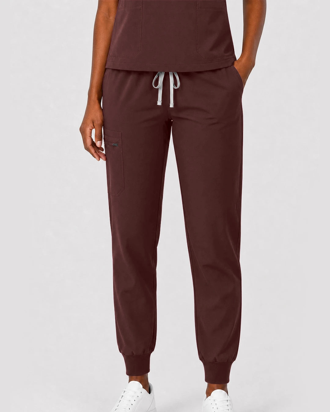 Coffee Eipnare Women's Split V-Neck Cargo Jogger Scrub Set - Stretch Medical Scrubs for Women