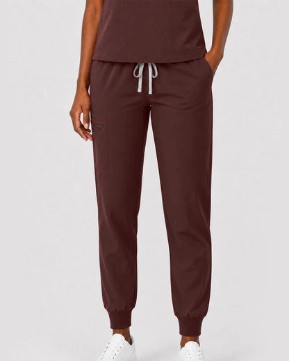 Coffee Eipnare Women's Split V-Neck Cargo Jogger Scrub Set - Stretch Medical Scrubs for Women