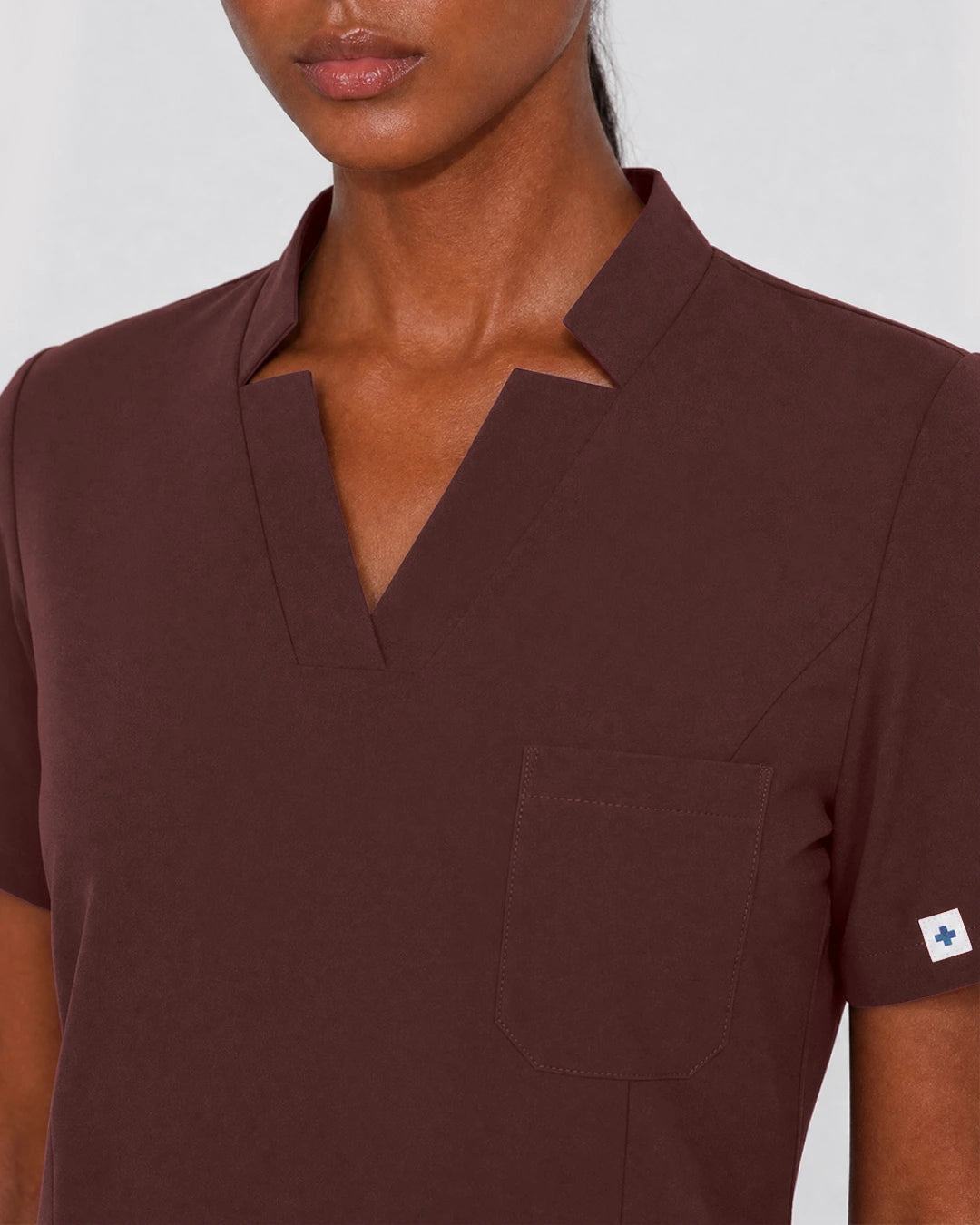 Coffee Eipnare Women's Split V-Neck Cargo Jogger Scrub Set - Stretch Medical Scrubs for Women