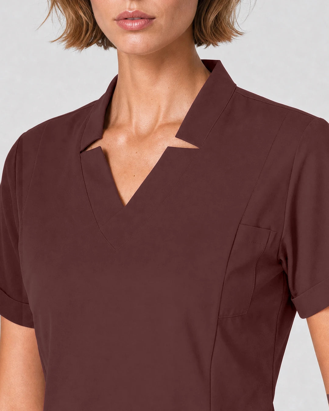 Coffee Eipnare Women's Split V-Neck Tapered Scrub Set - Stretch Medical Scrubs for Women