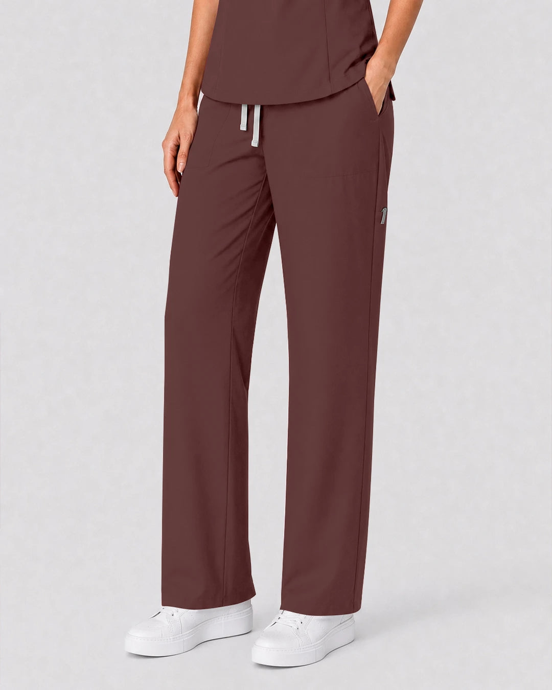 Coffee Eipnare Women's Split V-Neck Tapered Scrub Set - Stretch Medical Scrubs for Women