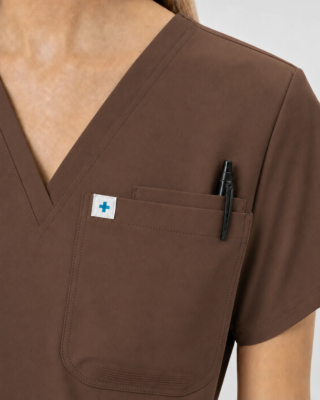 Brown Eipnare Women's V-Neck Jogger Scrub Set - Stretch Medical Scrubs for Women