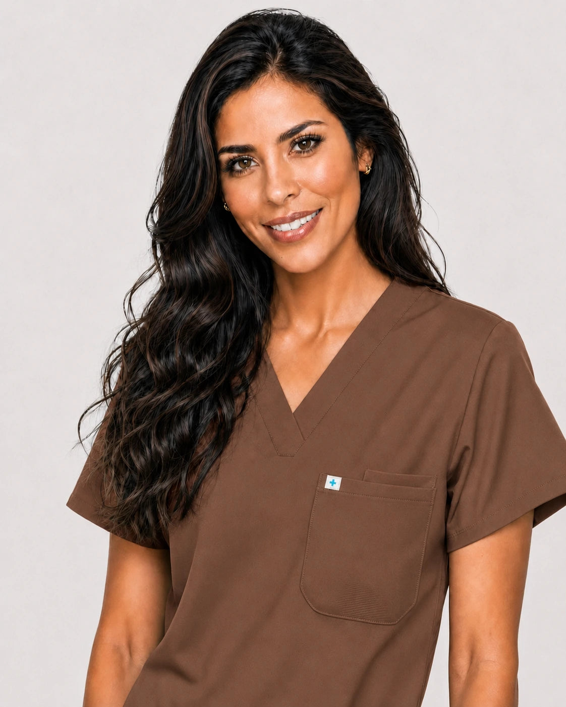 Brown Eipnare Women's V-Neck Jogger Scrub Set - Stretch Medical Scrubs for Women