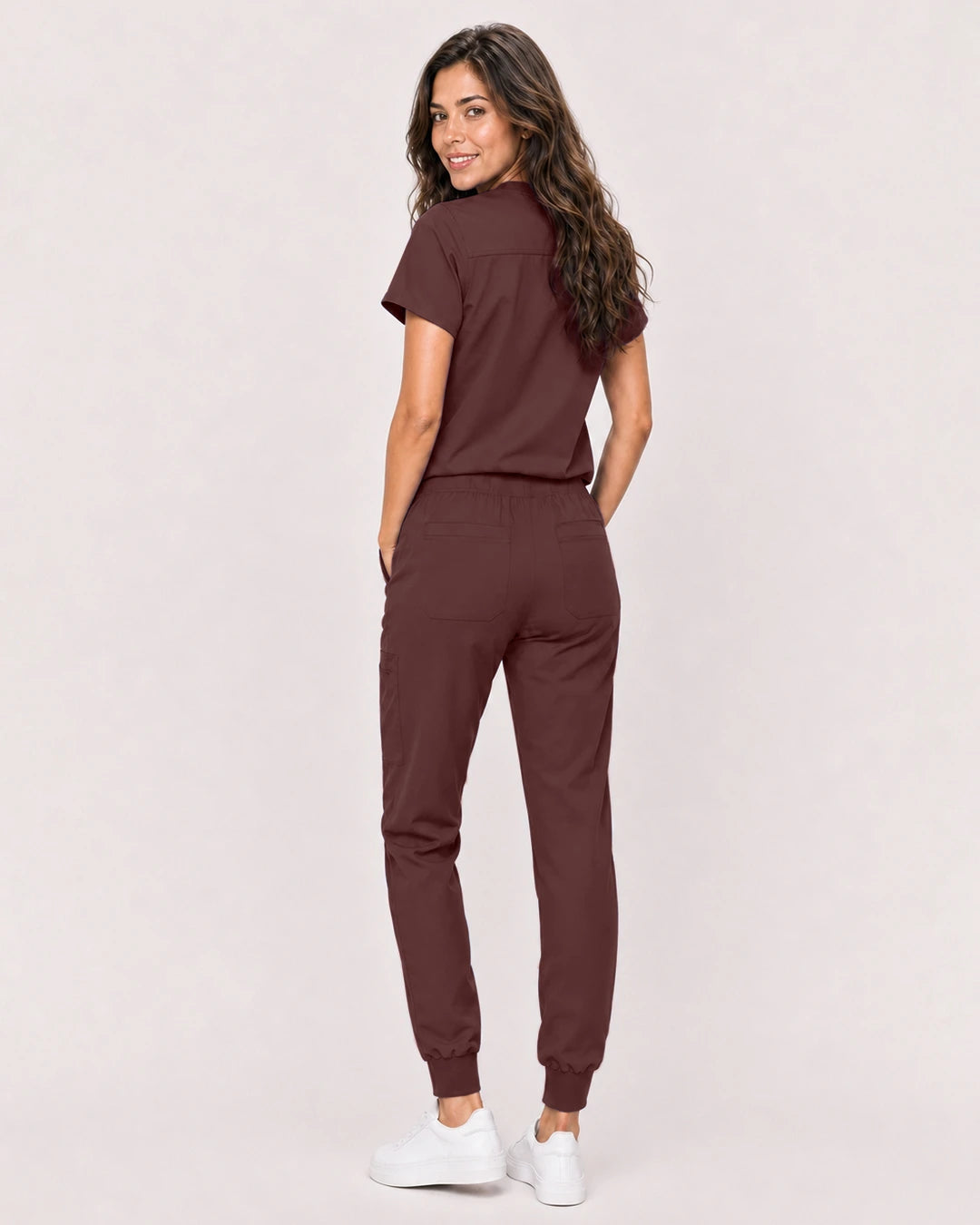 Coffee Eipnare Women's Classic V-Neck Jogger Scrub Set - Stretch Medical Scrubs for Women