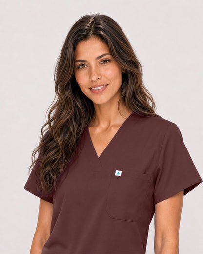 Coffee Eipnare Women's Classic V-Neck Jogger Scrub Set - Stretch Medical Scrubs for Women