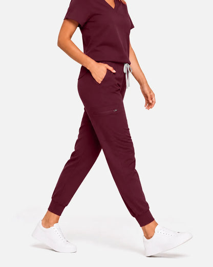 Burgundy Red Eipnare Women's Classic Jogger Scrub Pants - Stretch Medical Scrubs for Women