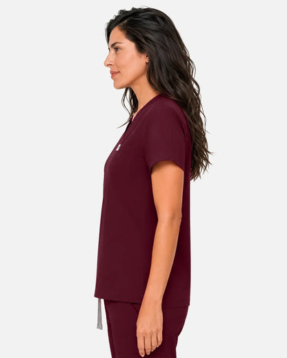 Burgundy Red Eipnare Women's Classic V-Neck Scrub Top - Stretch Medical Scrubs for Women