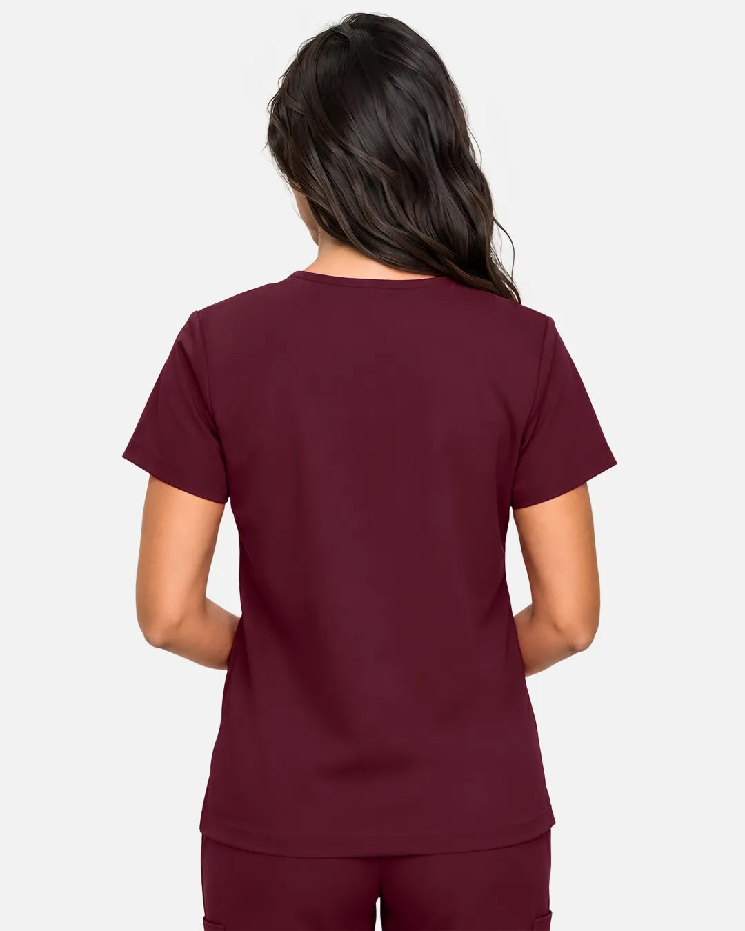 Burgundy Red Eipnare Women's Classic V-Neck Scrub Top - Stretch Medical Scrubs for Women