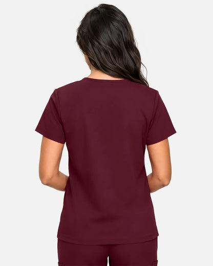 Burgundy Red Eipnare Women's Classic V-Neck Scrub Top - Stretch Medical Scrubs for Women
