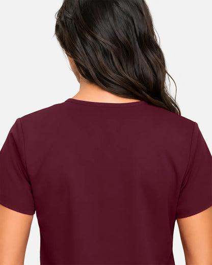 Burgundy Red Eipnare Women's Classic V-Neck Scrub Top - Stretch Medical Scrubs for Women