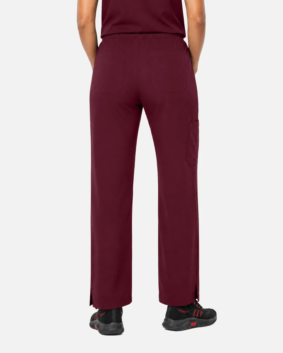 Burgundy Red Eipnare Women's Woven Straight-Leg Scrub Pants - Stretch Medical Scrubs for Women