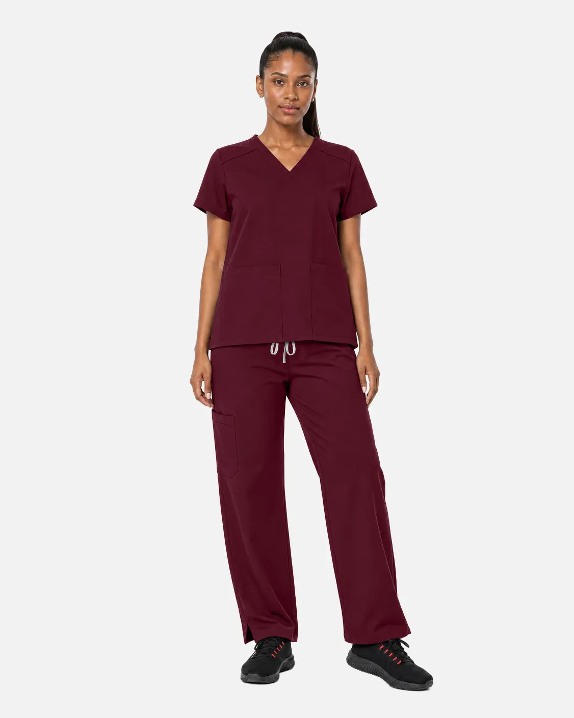Burgundy Red Eipnare Women's Woven Straight-Leg Scrub Pants - Stretch Medical Scrubs for Women