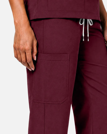 Burgundy Red Eipnare Women's Woven Straight-Leg Scrub Pants - Stretch Medical Scrubs for Women
