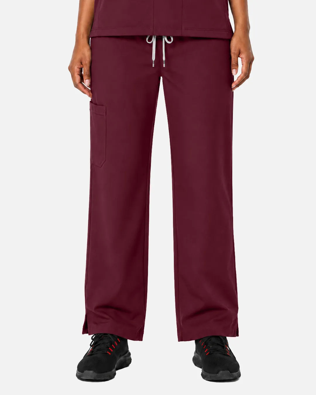 Burgundy Red Eipnare Women's Woven Straight-Leg Scrub Pants - Stretch Medical Scrubs for Women