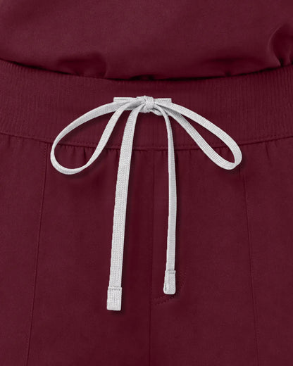 Burgundy Red Eipnare Women's Woven Straight-Leg Scrub Pants - Stretch Medical Scrubs for Women