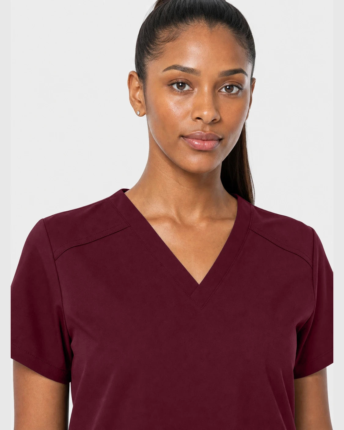 Burgundy Eipnare Women's 15-Pocket V-Neck Jogger Scrub Set - Stretch Medical Scrubs for Women