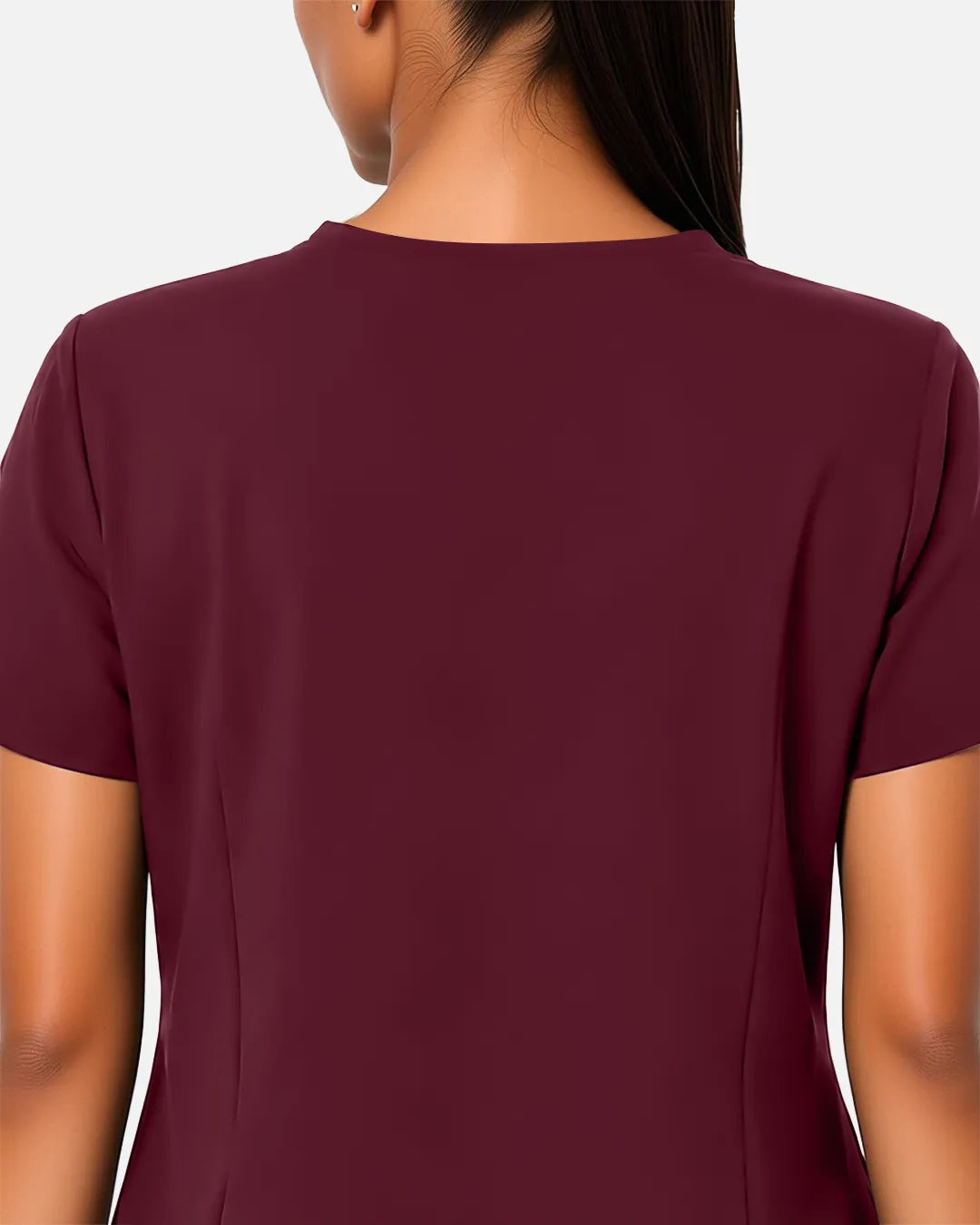 Burgundy Red Eipnare Women's Woven V-Neck Scrub Top - Stretch Medical Scrubs for Women