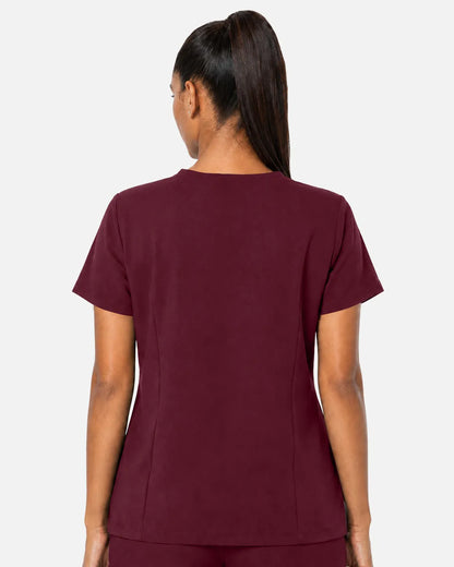 Burgundy Red Eipnare Women's Woven V-Neck Scrub Top - Stretch Medical Scrubs for Women