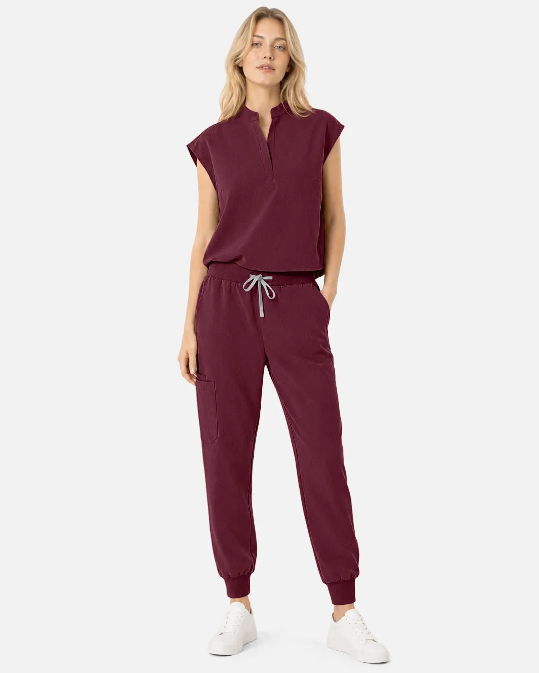 Burgundy Red Eipnare Women's Tapered Jogger Scrub Pants - Stretch Medical Scrubs for Women