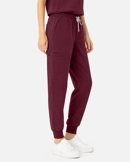 Burgundy Red Eipnare Women's Tapered Jogger Scrub Pants - Stretch Medical Scrubs for Women