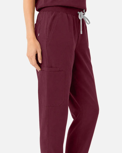 Burgundy Red Eipnare Women's Tapered Jogger Scrub Pants - Stretch Medical Scrubs for Women