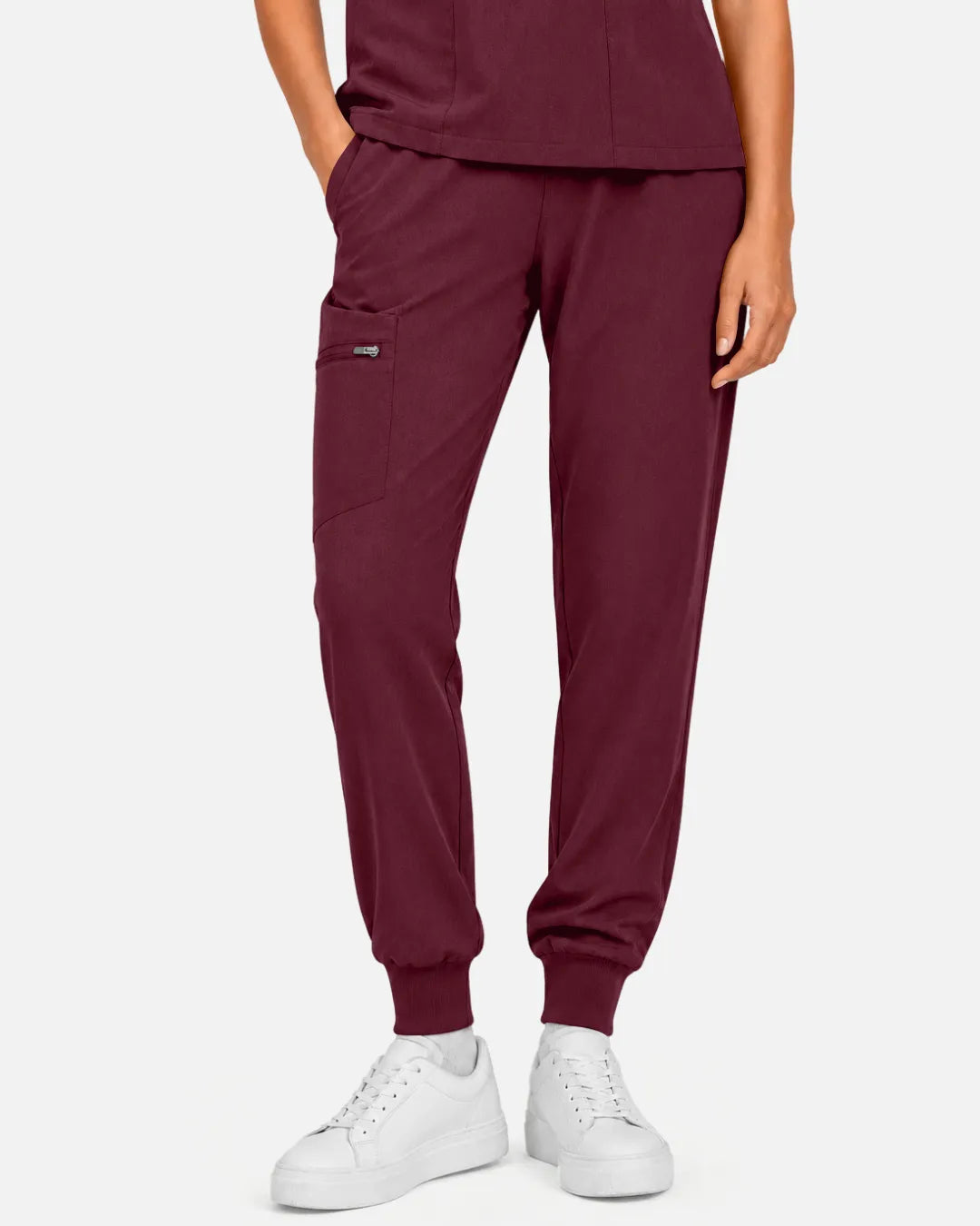 Burgundy Red Eipnare Women's Multi-Pocket Jogger Scrub Pants - Stretch Medical Scrubs for Women