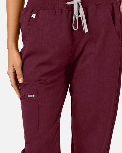 Burgundy Red Eipnare Women's Multi-Pocket Jogger Scrub Pants - Stretch Medical Scrubs for Women