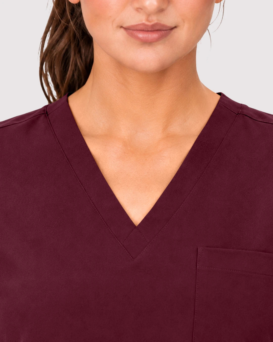 Burgundy Red Eipnare Women's 3-Pocket V-Neck Jogger Scrub Set - Stretch Medical Scrubs for Women