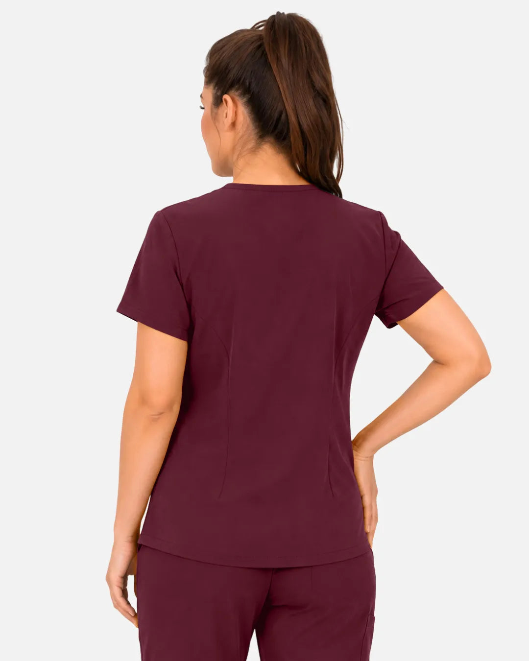 Burgundy Red Eipnare Women's 3-Pocket V-Neck Scrub Top - Stretch Medical Scrubs for Women