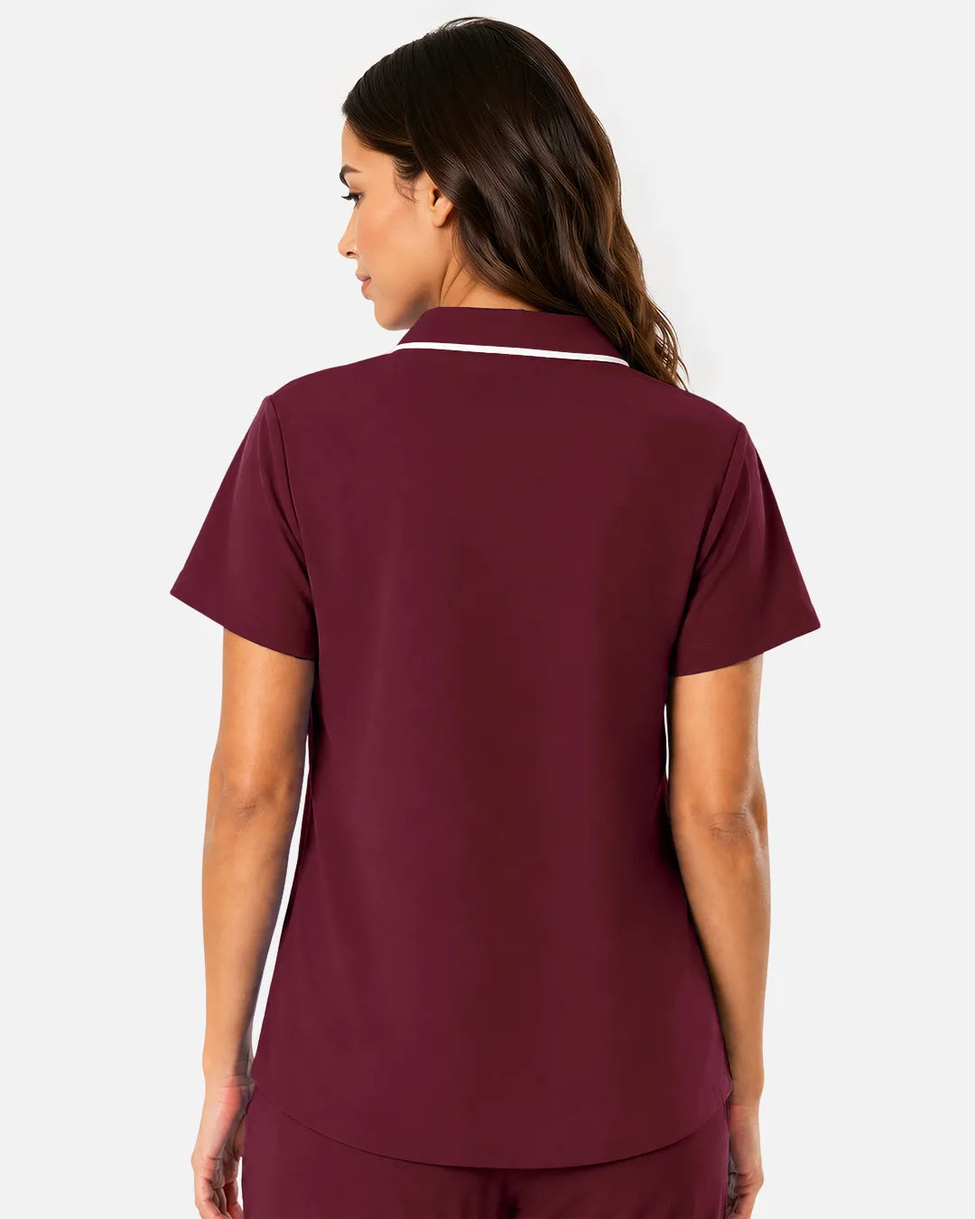 Burgundy Red Eipnare Women's Polo-Collar Medical Scrub Top - Stretch Medical Scrubs for Women
