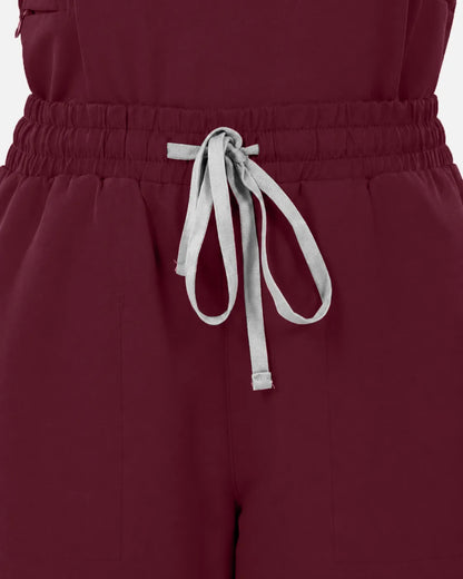 Burgundy Red Eipnare Women's Slim Fit Tapered Cargo Scrub Pants - Stretch Medical Scrubs for Women
