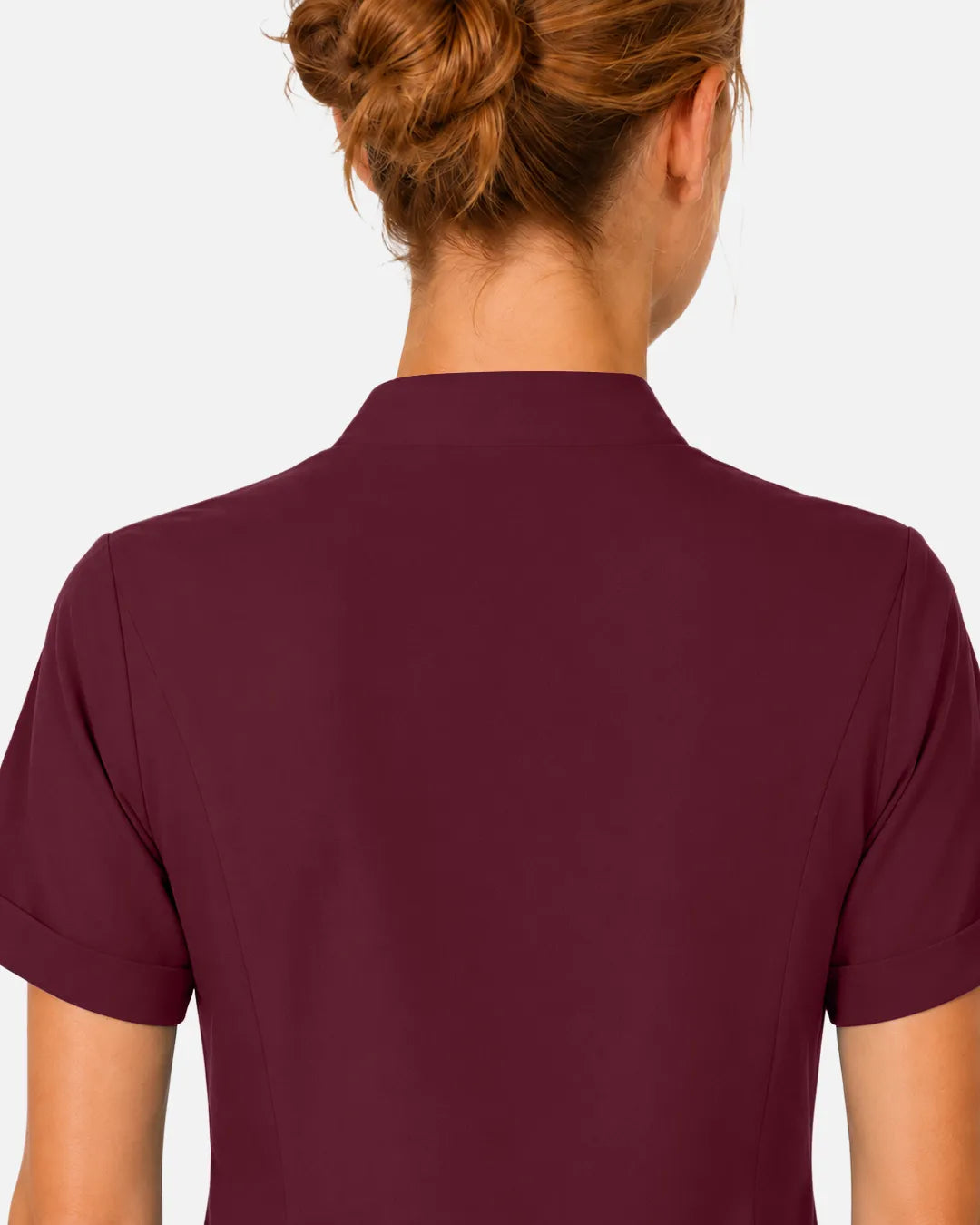 Burgundy Red Eipnare Women's Split V-Neck Scrub Top - Stretch Medical Scrubs for Women