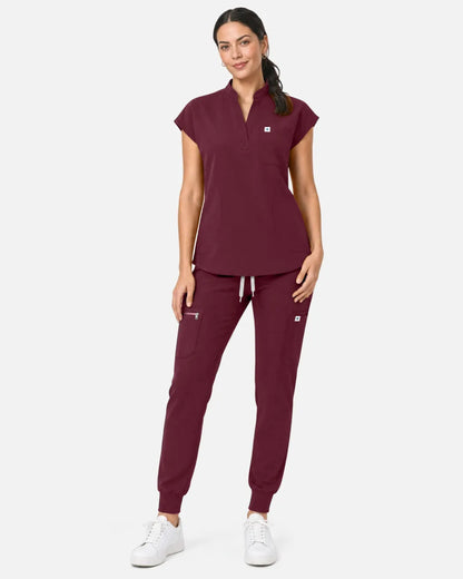 Burgundy Red Eipnare Women's Cargo Jogger Scrub Pants - Stretch Medical Scrubs for Women
