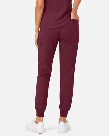 Burgundy Red Eipnare Women's Cargo Jogger Scrub Pants - Stretch Medical Scrubs for Women