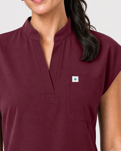 Burgundy Red Eipnare Women's Henley Sleeveless Jogger Scrub Set - Stretch Medical Scrubs for Women