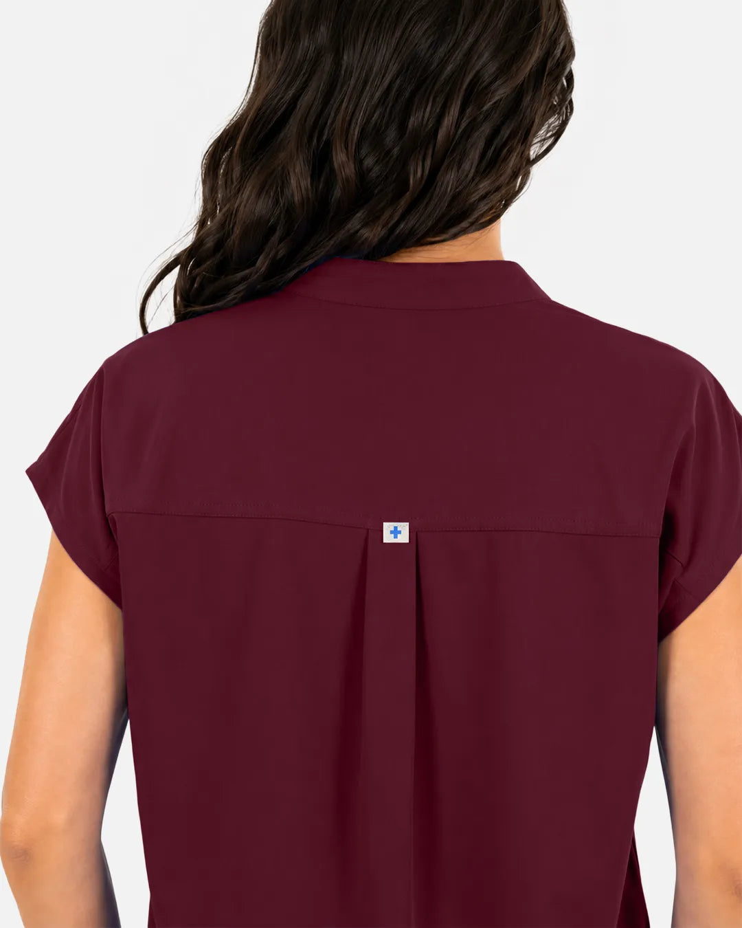 Burgundy Red Eipnare Women's Sleeveless Mandarin Collar Scrub Top - Stretch Medical Scrubs for Women