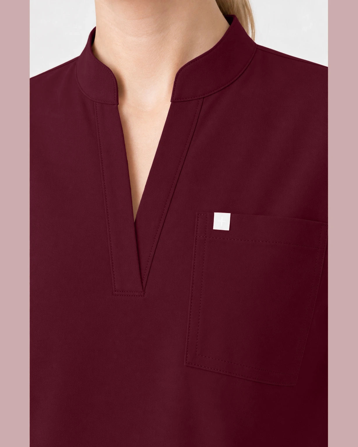 Burgundy Red Eipnare Women's Henley Sleeveless Straight-Leg Scrub Set - Stretch Medical Scrubs for Women