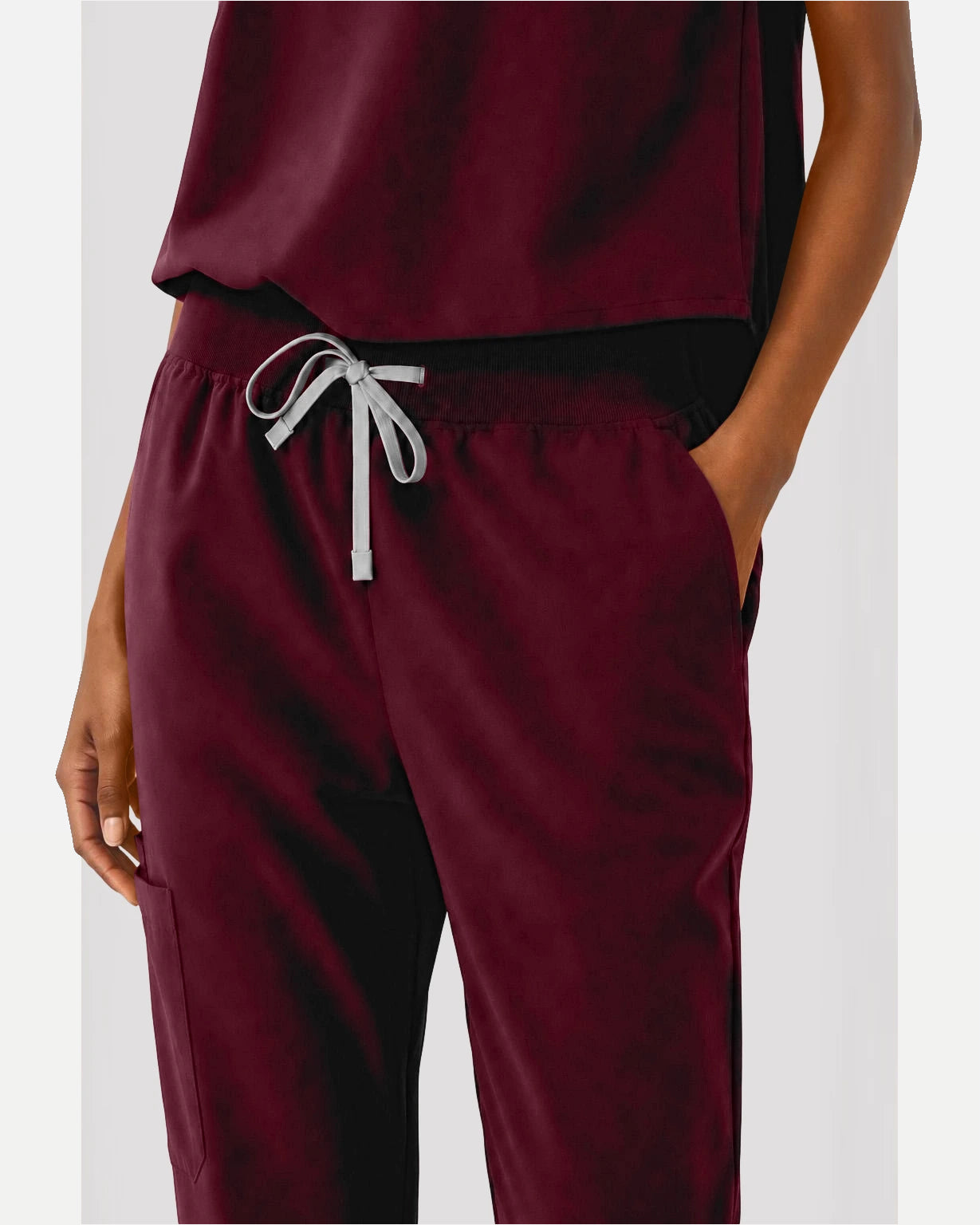 Burgundy Red – Eipnare Women's Sleeveless Mandarin Collar Jogger Uniform Set – product image 06