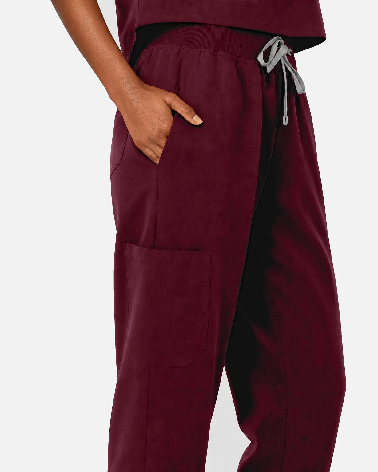 Burgundy Red – Eipnare Women's Sleeveless Mandarin Collar Jogger Uniform Set – product image 09