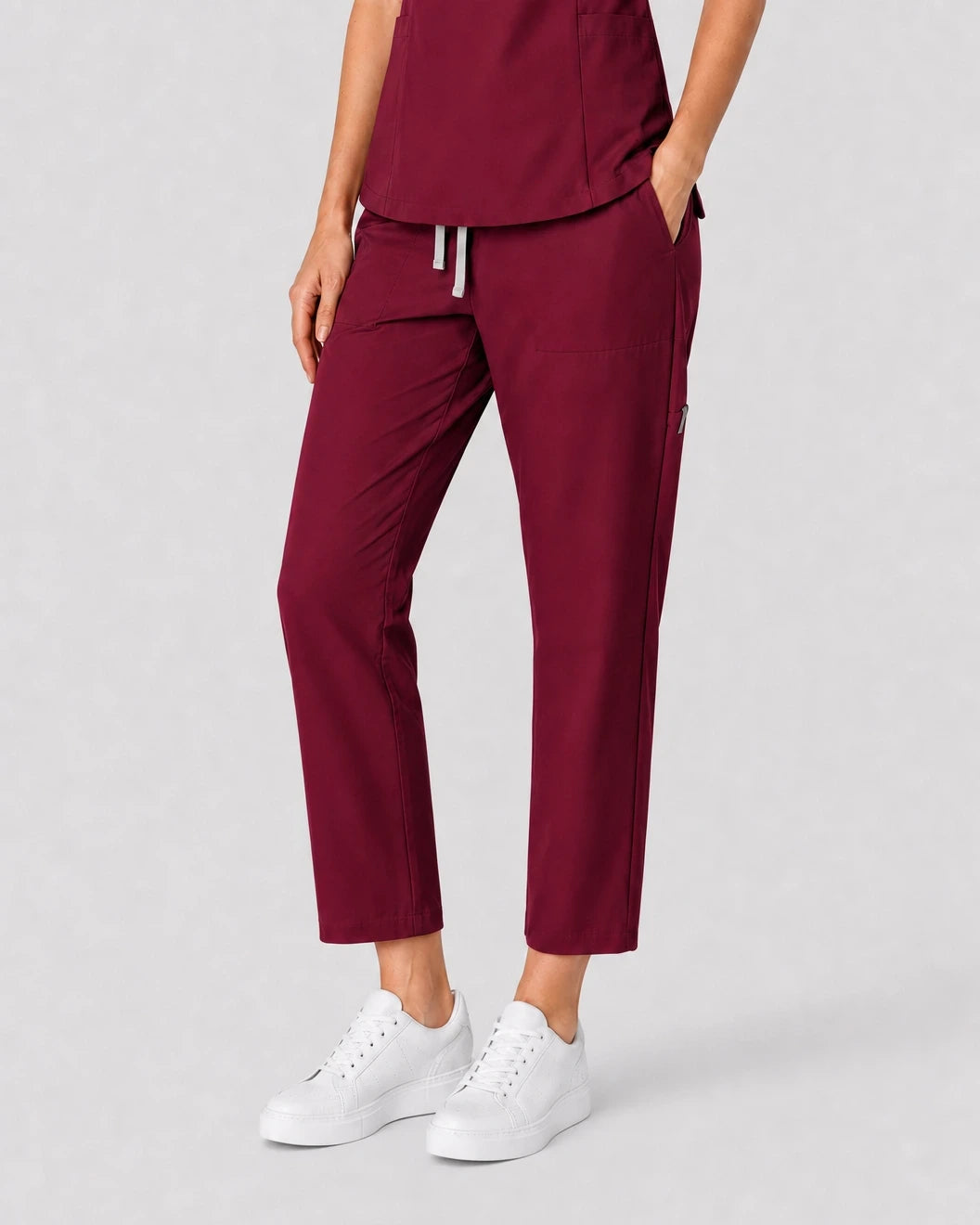 Burgundy Red Eipnare Women's V-Neck Split 9-Pocket Slim Fit Scrub Set - Stretch Medical Scrubs for Women