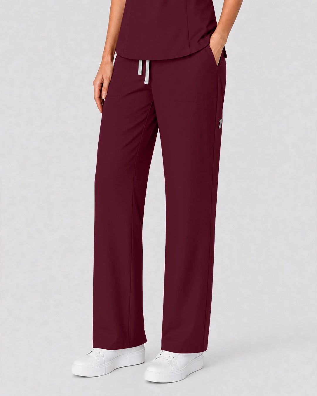 Burgundy Red Eipnare Women's Split V-Neck Tapered Scrub Set - Stretch Medical Scrubs for Women