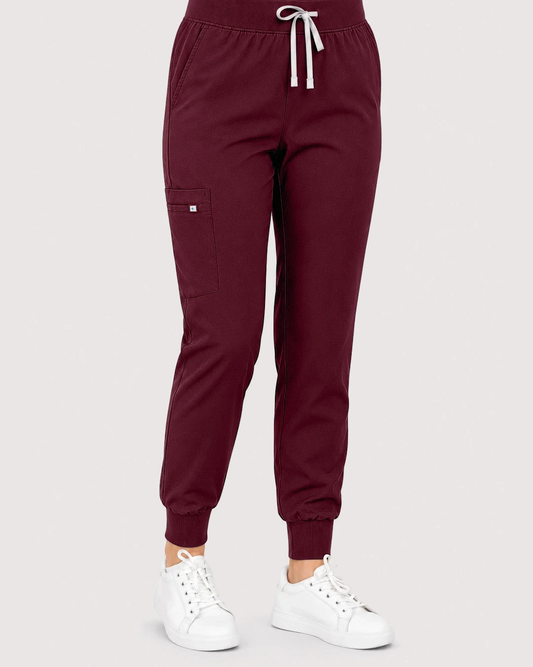 Burgundy Red Eipnare Women's Knit V-Neck Jogger Scrub Set - Stretch Medical Scrubs for Women