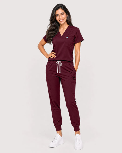 Eipnare Women's Knit V-Neck Jogger Scrub Set - Blue Grey